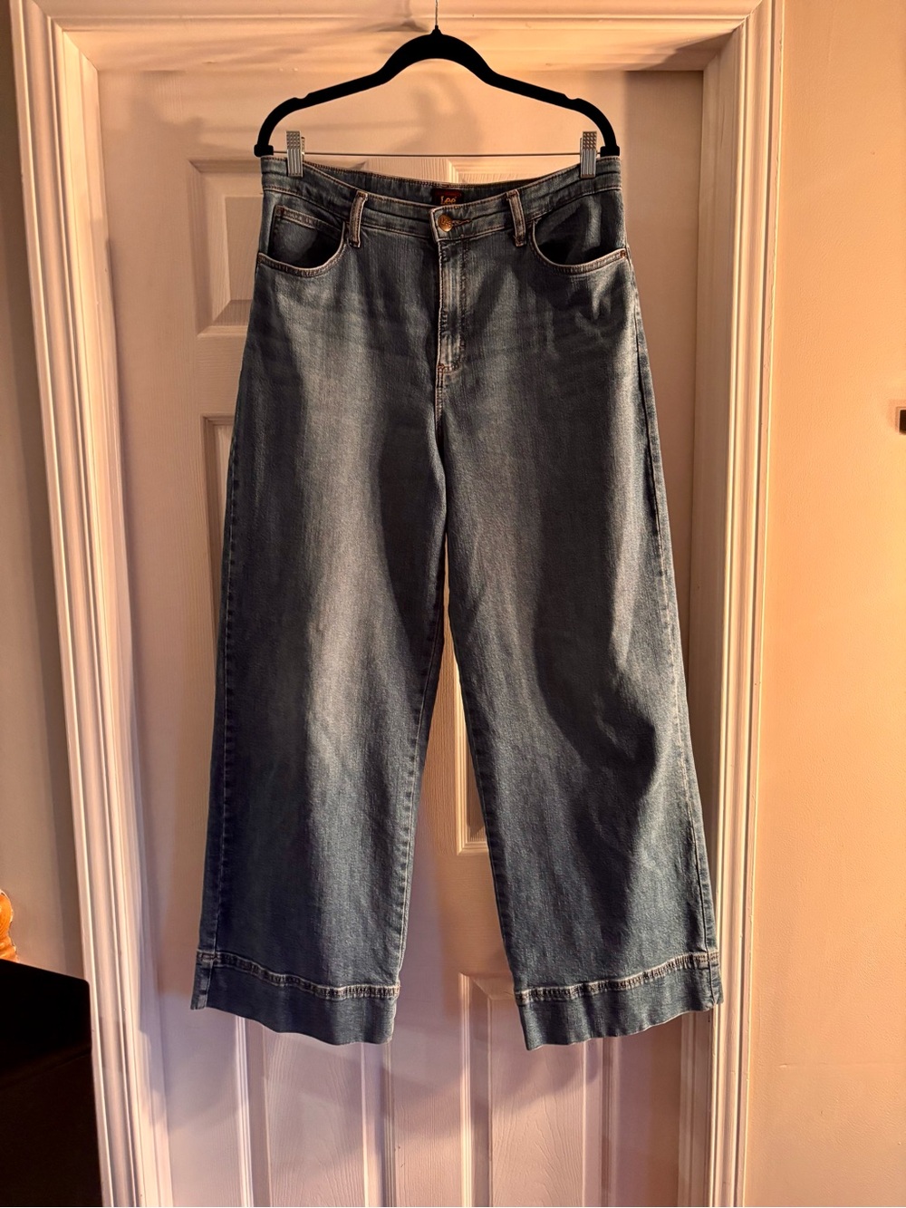 Lee High Waisted Wide Leg Jeans - Light Blue Denim